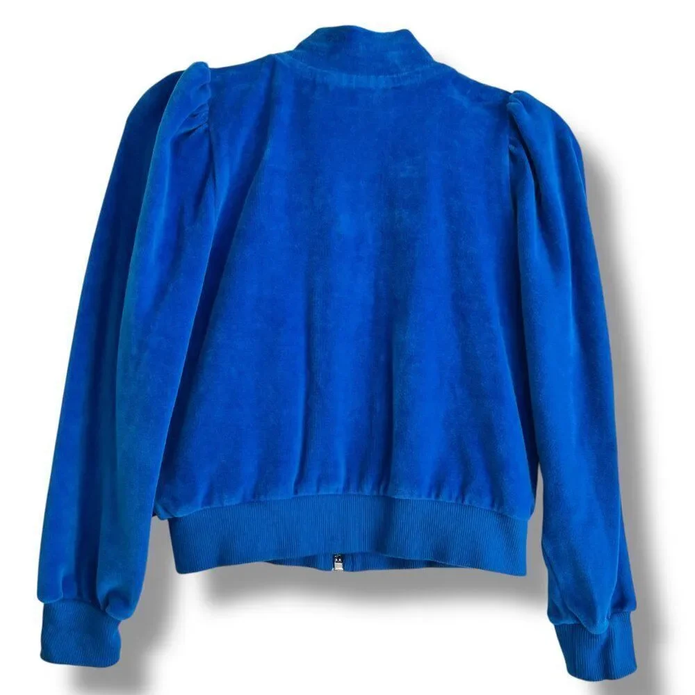 Molo Malika Velour Zip Up Cardigan Jacket - Lapis Blue Size 7Y